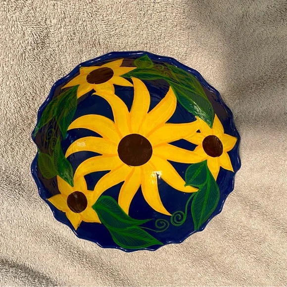 Bowl, Mexican Sunflower Pottery footed handmade